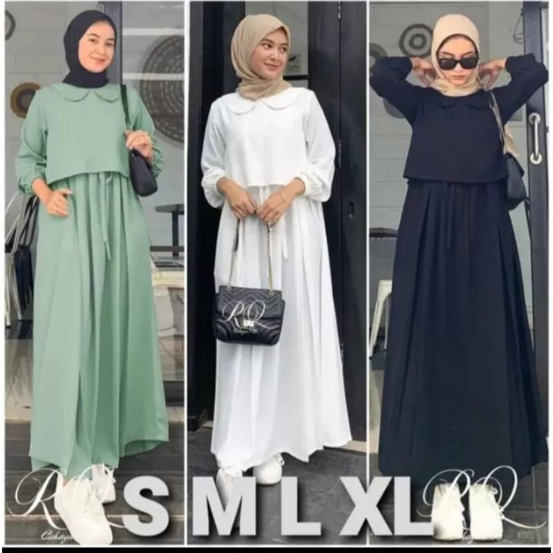 FLASH SALE GAMIS GLENCA MAXY ALESA 2 IN 1 BAHAN RAYON GAMIS POLOS WANITA MUSLIM KEKINIAN GAMIS ROMPI