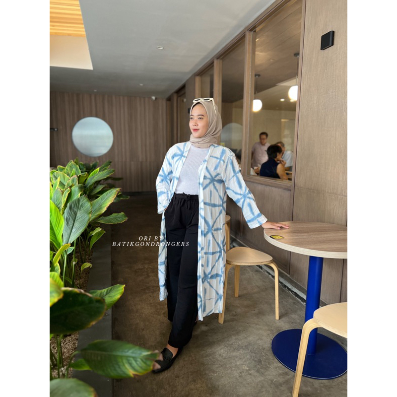 TERLARIS ONE SET AUTER SABYAN TIE DYE PANJANG ootd hijab style Long outer vest cardigan panjang terb