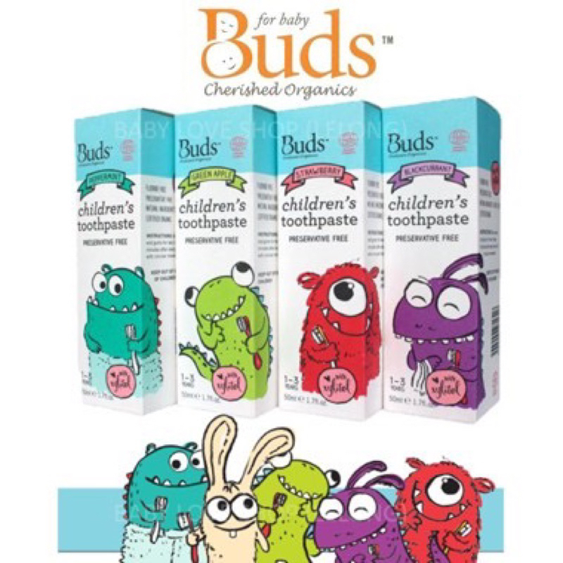 Buds Organics Toothpaste Pasta Gigi Odol Bayi Anak Floride Anti Gigi Berlubang Xylitol Aman Tertelan