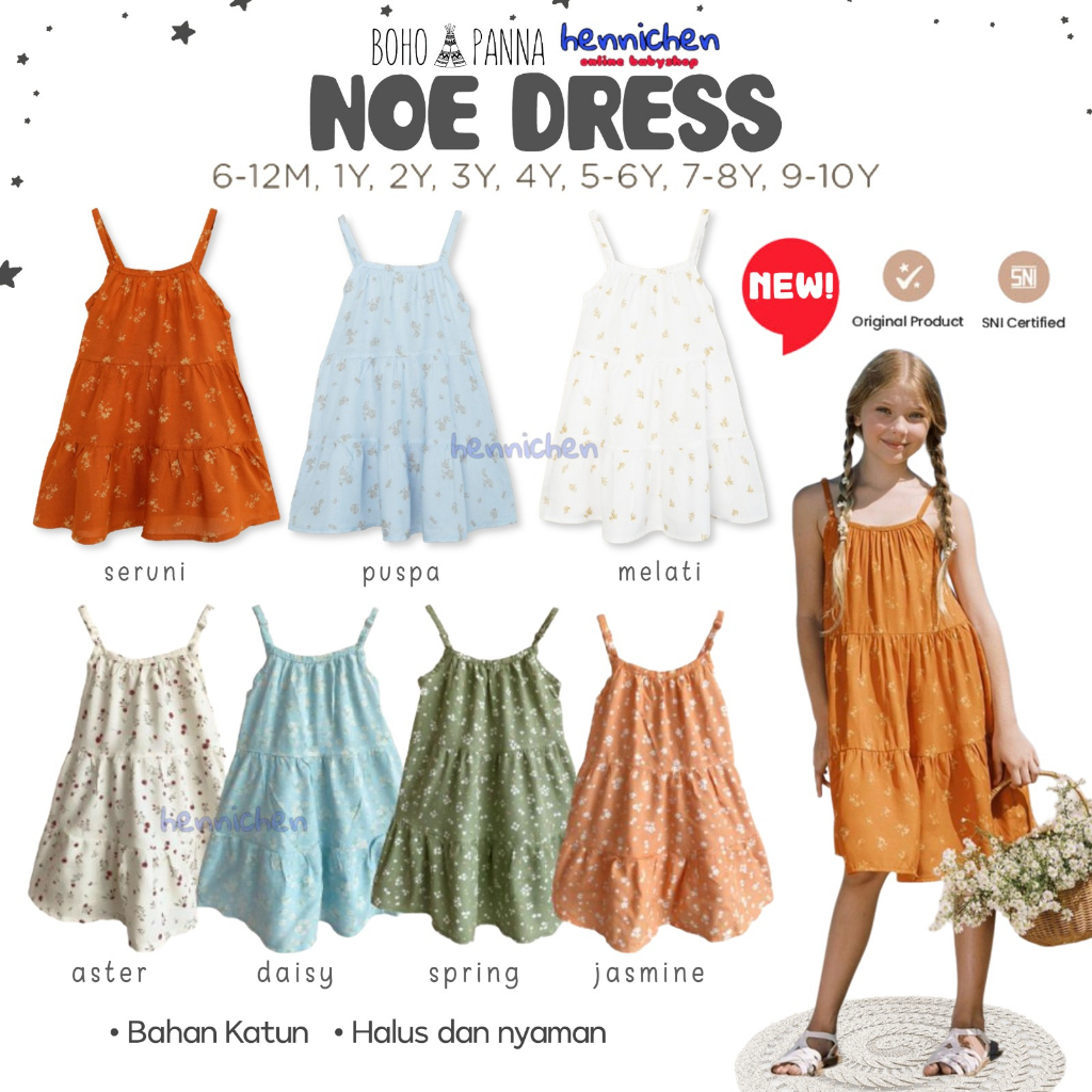 Bohopanna Noe Dress 1-8 Tahun Dress Summer / Dress Kutung Anak Perempuan