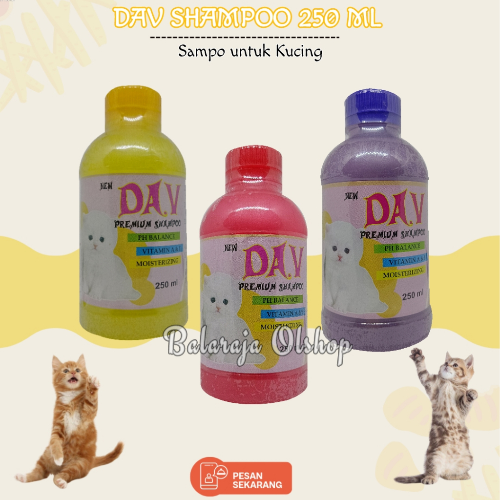 Shampo Kucing - Dav Cat Shampoo 250ml Original - Dengan Ph Balance Dan Moisterizing Sampo Untuk Cat Kitten Wangi Tahan Lama Awet Bersih Sehat