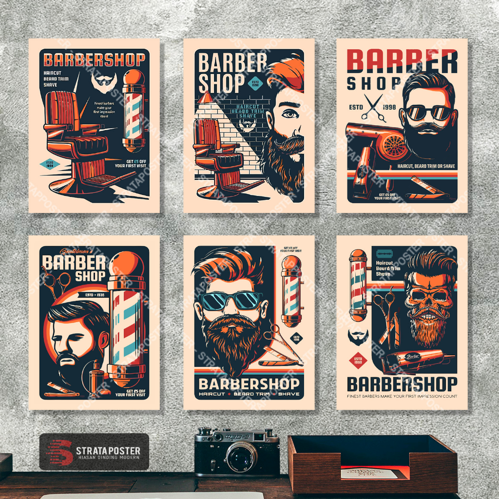 Pajangan dinding Poster barbershop Dekorasi ruangan Wall decor