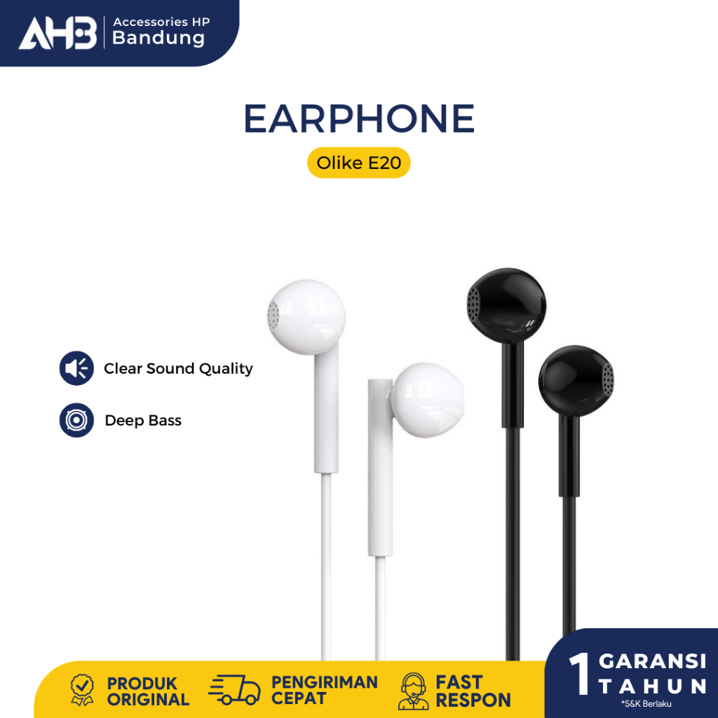 Earphone Olike Original Super Bass Headset Universal Compatibility - Earphone Olike E20