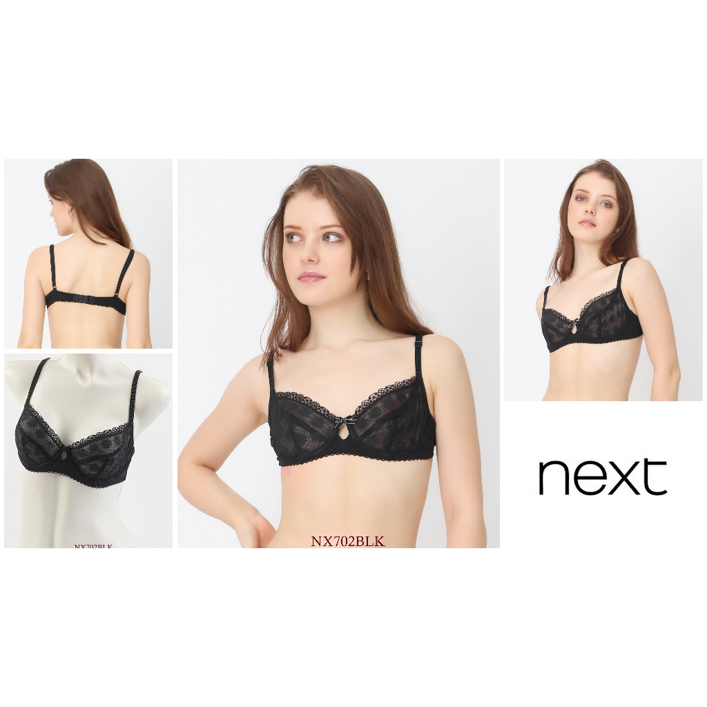 Bra Wanita NEXT Kawat Tanpa Busa Cup 3/4 Mesh Transparan Big Size 32E 32F 32G 34DD 34E  Pakaian Dala