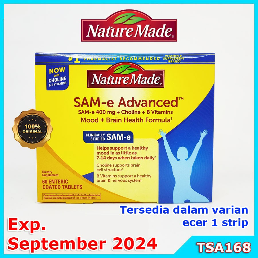 Nature Made SAM-e Advanced 400 mg 60 Tab Support Healthy Mood &amp; Brain