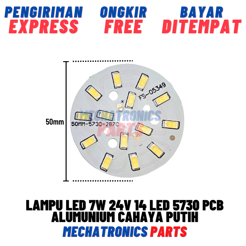 Lampu Led 7W 24V 14 LED 5730 PCB Alumunium Cahaya Putih