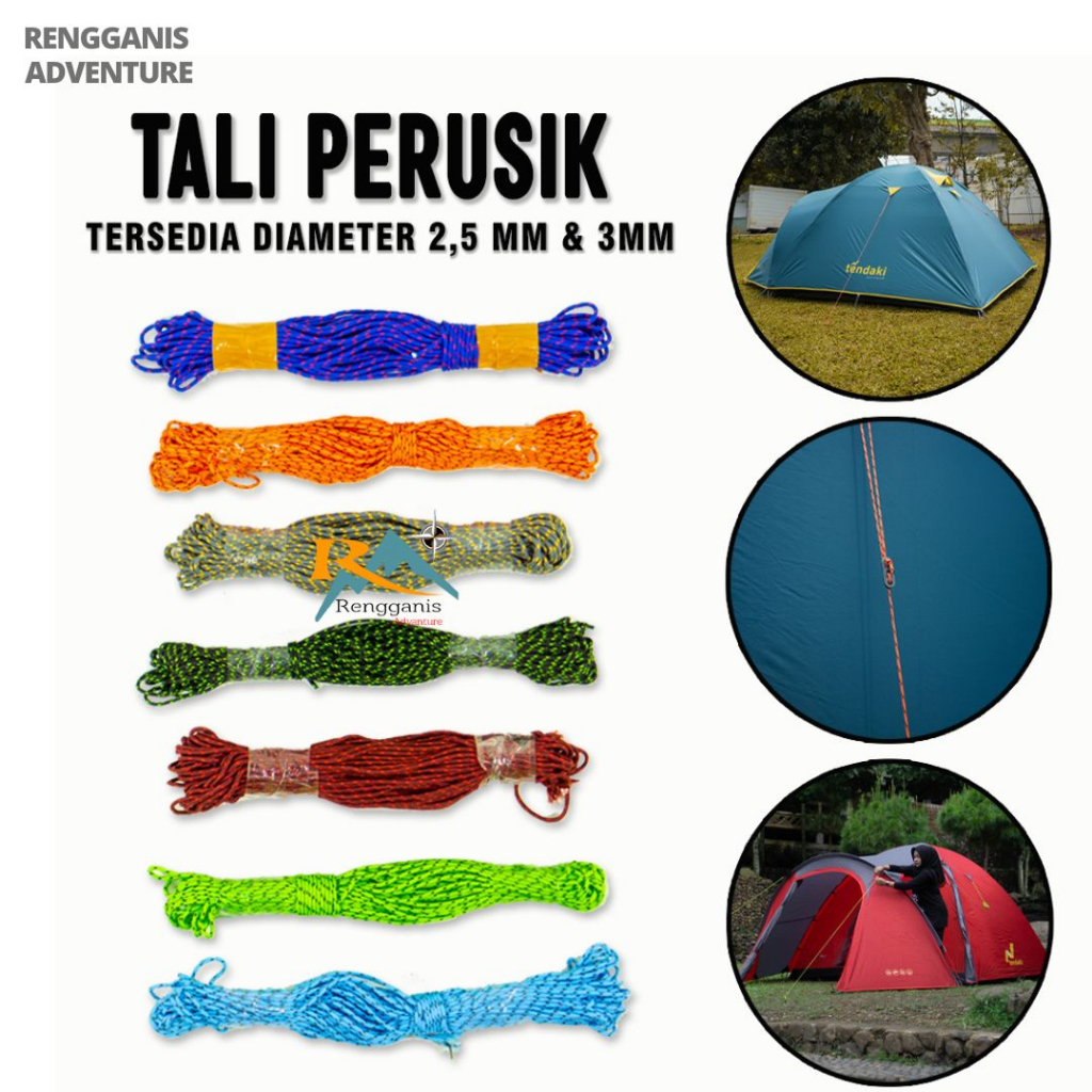 TALI PRUSIK 2,5 mm 3 mm TALI TENDA PERUSIK GELANG METERAN TALI NON ELASTIS OUTDOOR GUNUNG