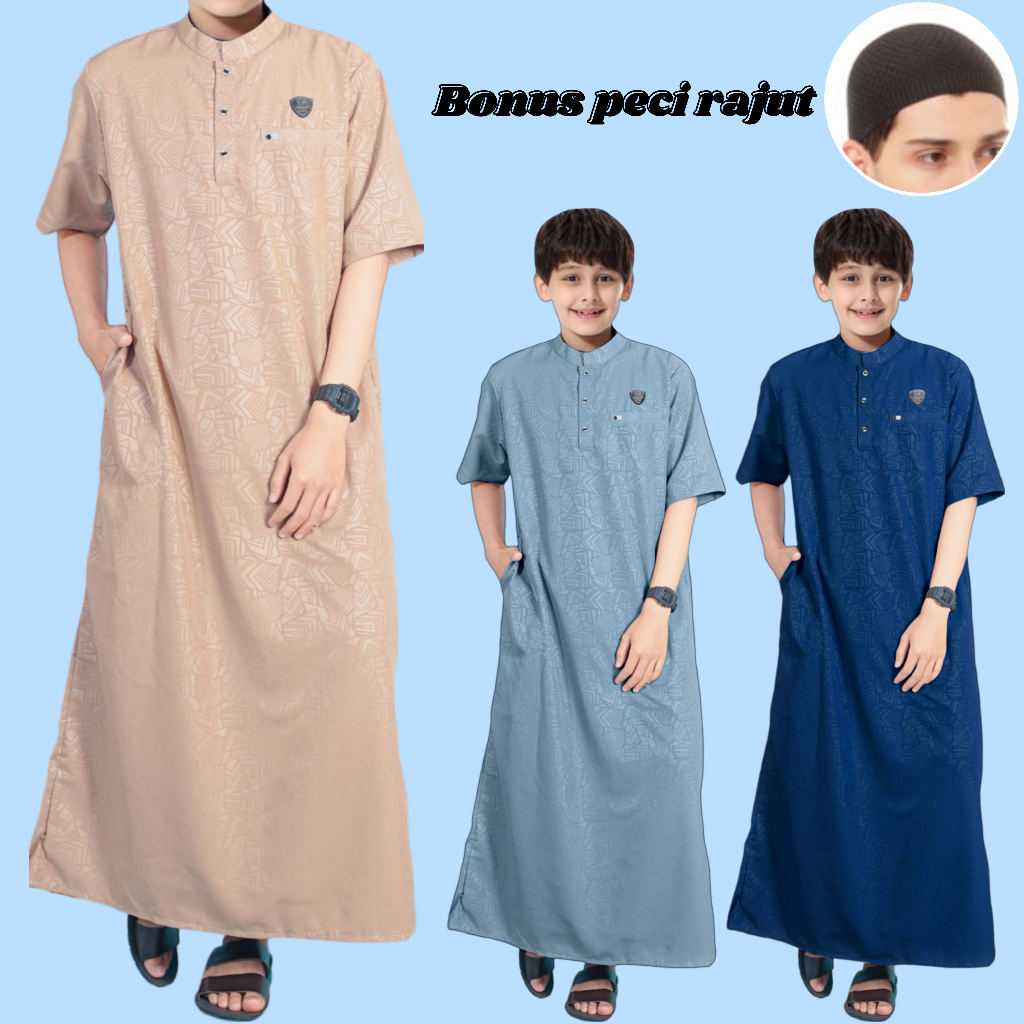 koko azmi embos Gamis anak laki laki/jubah anak laki laki/ baju koko anak terlaris dari usia  3 sampai 14 tahun