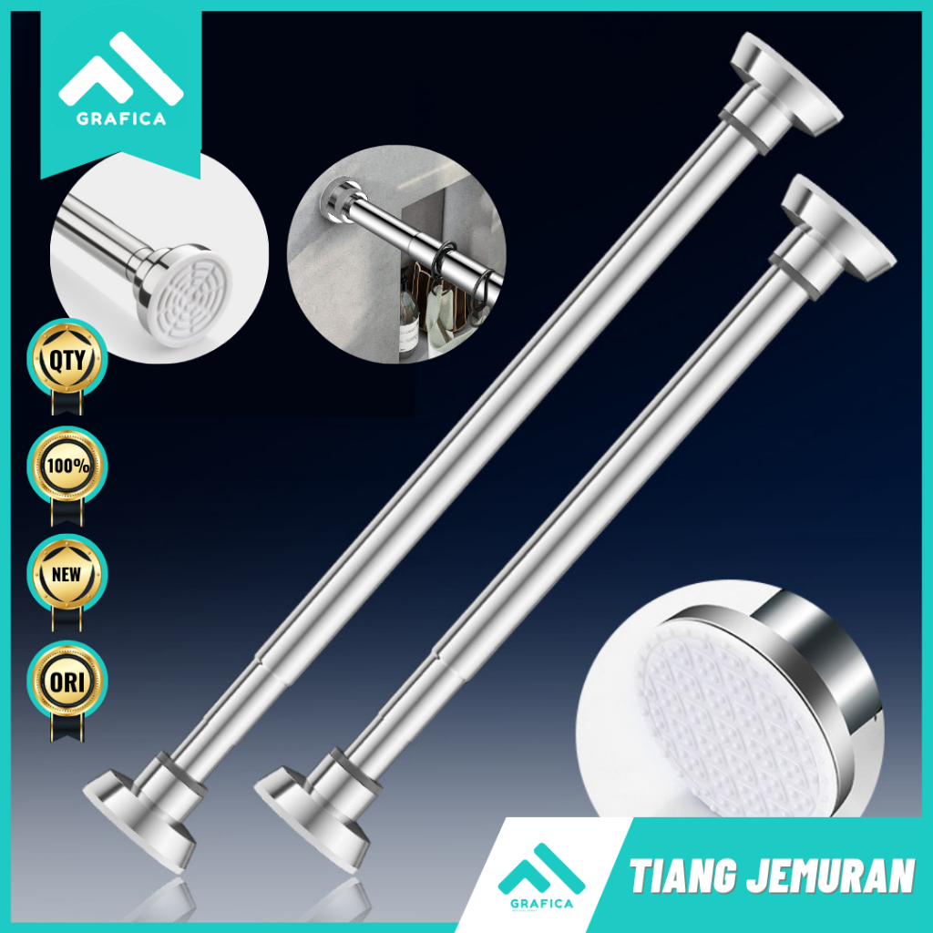 TIANG JEMURAN GANTUNGAN PAKAIAN BAJU GORDEN TEMPEL DINDING TANPA BOR PAKU SERBAGUNA LIPAT GAWANG TEM