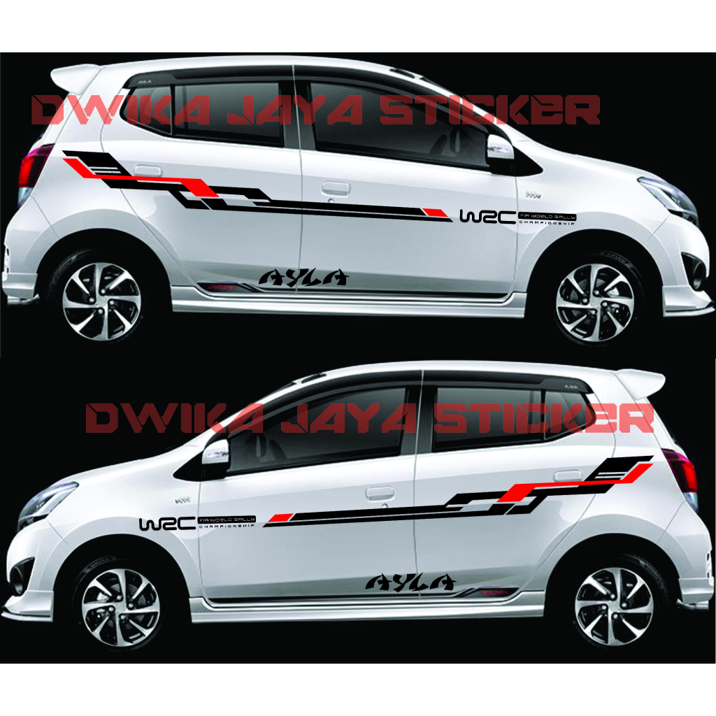 sticker variasi list body samping mobil ayla cutting sticker decal variasi simple mobil ayla terbaru