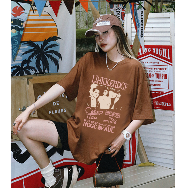 kaos oversize motif american retro baju kaos wanita lengan pendek rap hip hop import kaos hitam