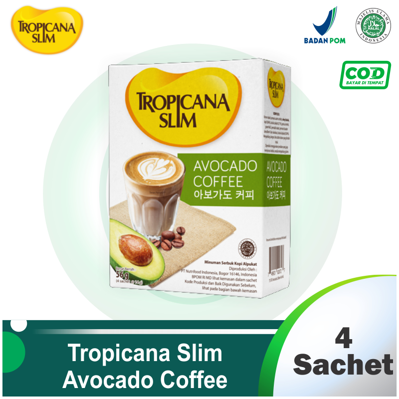 

Tropicana Slim Avocado Coffee 4 Sachet - Kopi Susu Nikmat Tanpa Gula Pasir