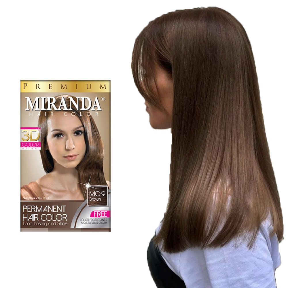 Semir Rambut Yang Bagus Permanen Warna Miranda Hair Color Premium MC-9 Brown Paket Miranda + Set Man