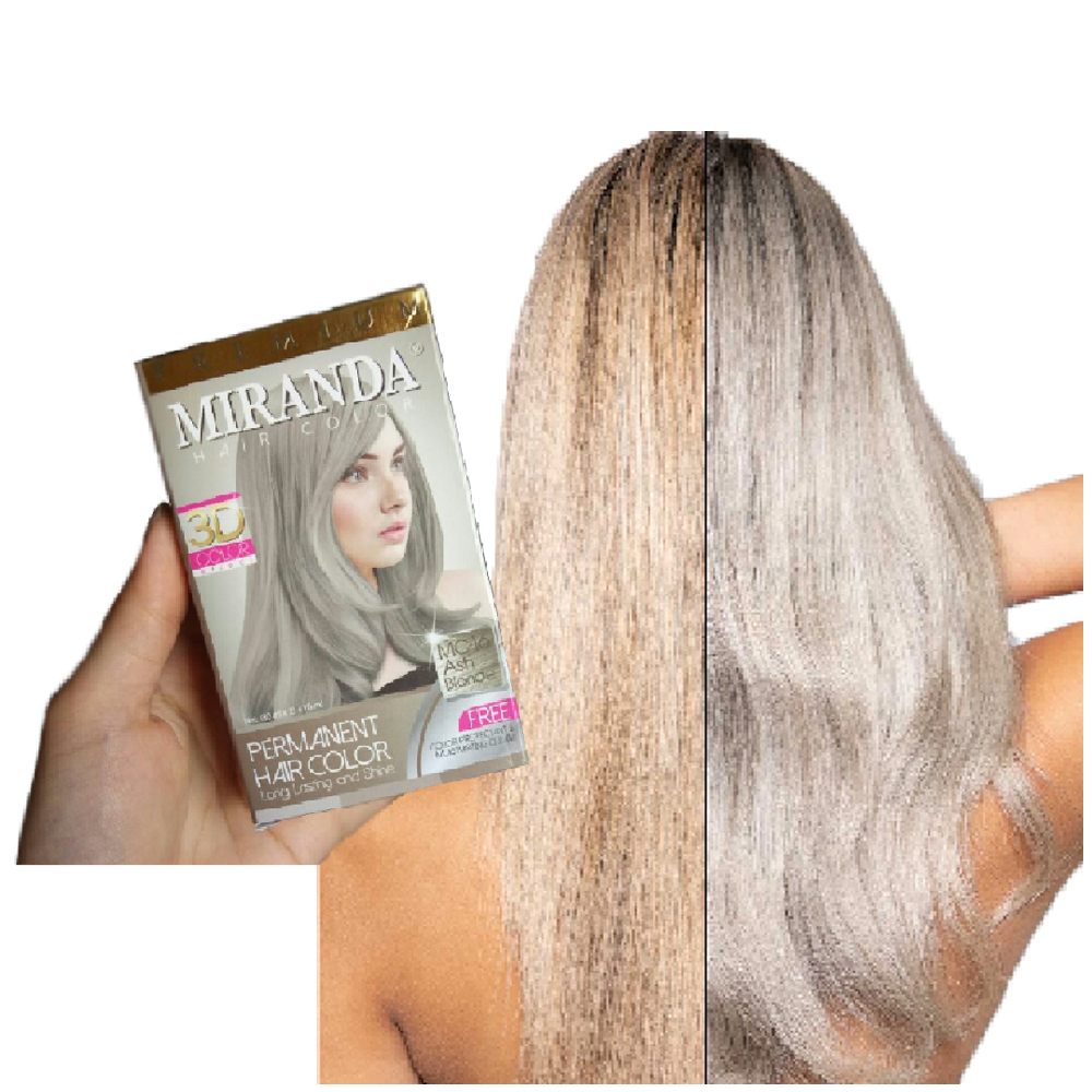 Semir Rambut Yang Bagus Permanen Warna Miranda Hair Color Premium MC-16 Ash Blonde Paket Miranda + S