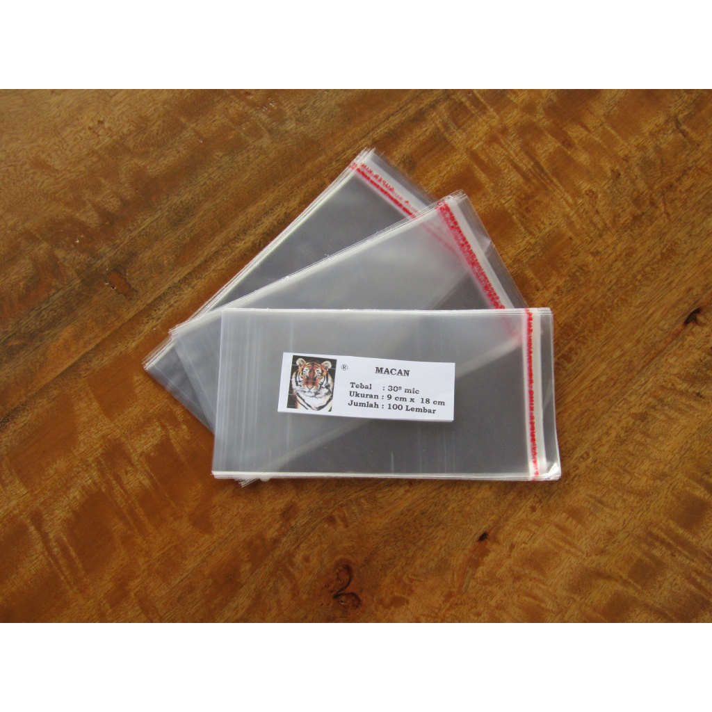 PLASTIK OPP SESET 9 X 18 +LEM TEBAL 27MIC /SHEET/NON KANTONG ISI 100LB