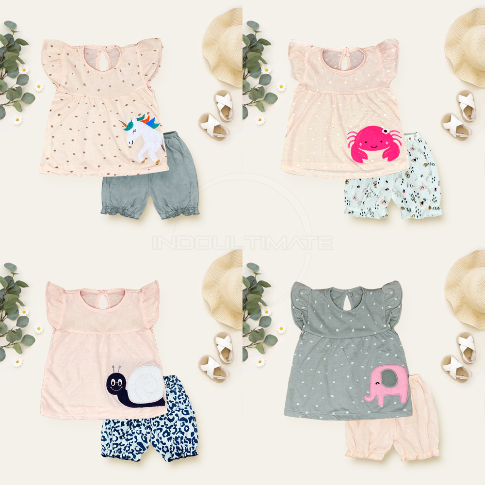 Setelan Baju Ruffle Playsuit Cotton BABY LEON Lengan Pendek + Celana Pendek Bayi Cewek Baju Bayi Baru Lahir Baju Tidur Bayi Baju Harian Bayi SBJ-CW5 Atasan Kaos Bayi Pakaian Bayi Celana Pendek bayi Celana Bayi Baru Lahir Perlengkapan Bayi Baru lahir