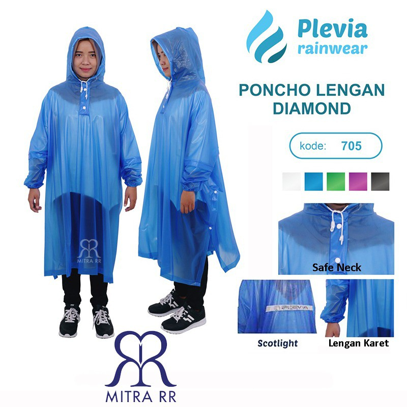 Jas Hujan Plevia Diamond Poncho Lengan Transparan 705