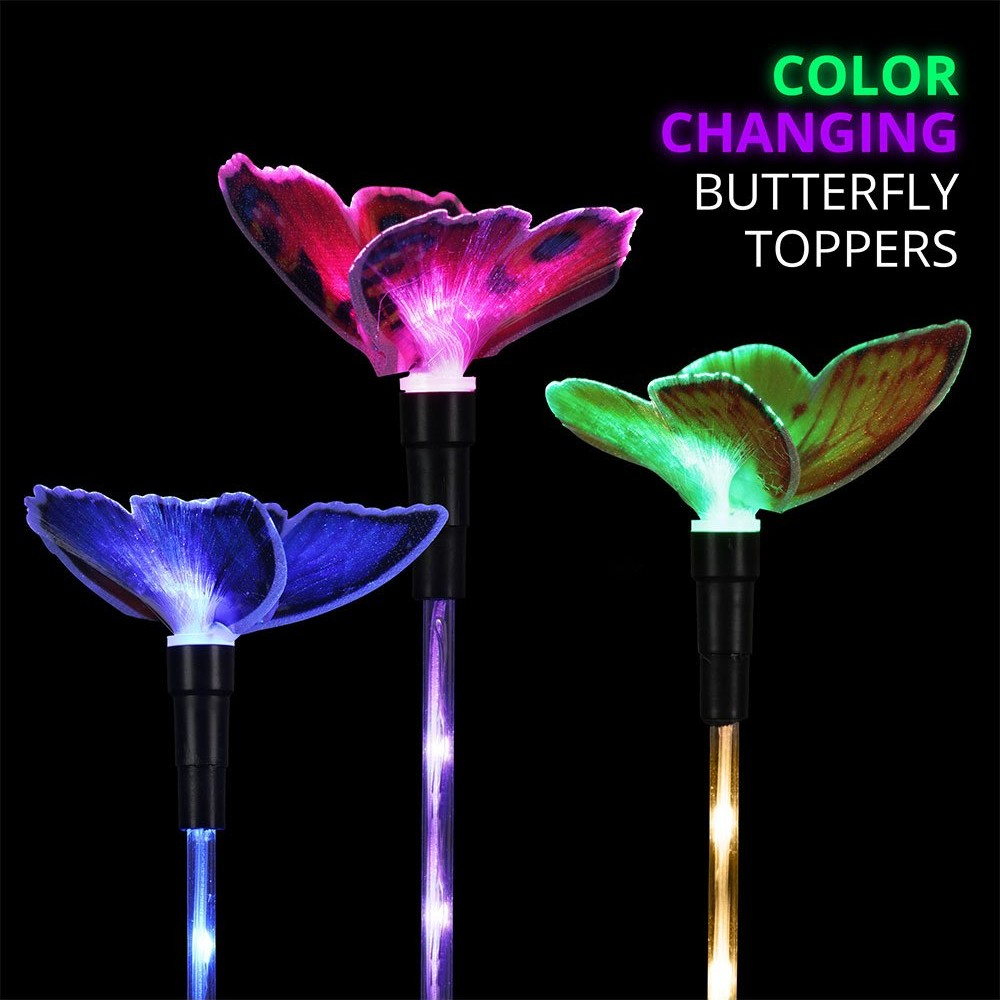 Lampu Taman Tenaga Surya LED Outdoor Bentuk Kupu Kupu Tahan Air Multicolor Solar Garden Light Butterfly Lampu Dekorasi Untuk Pernikahan