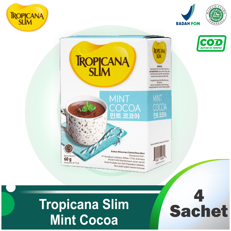 

Tropicana Slim Mint Cocoa 4 sachet - Minuman Cokelat Mint Nikmat Tanpa Gula Pasir