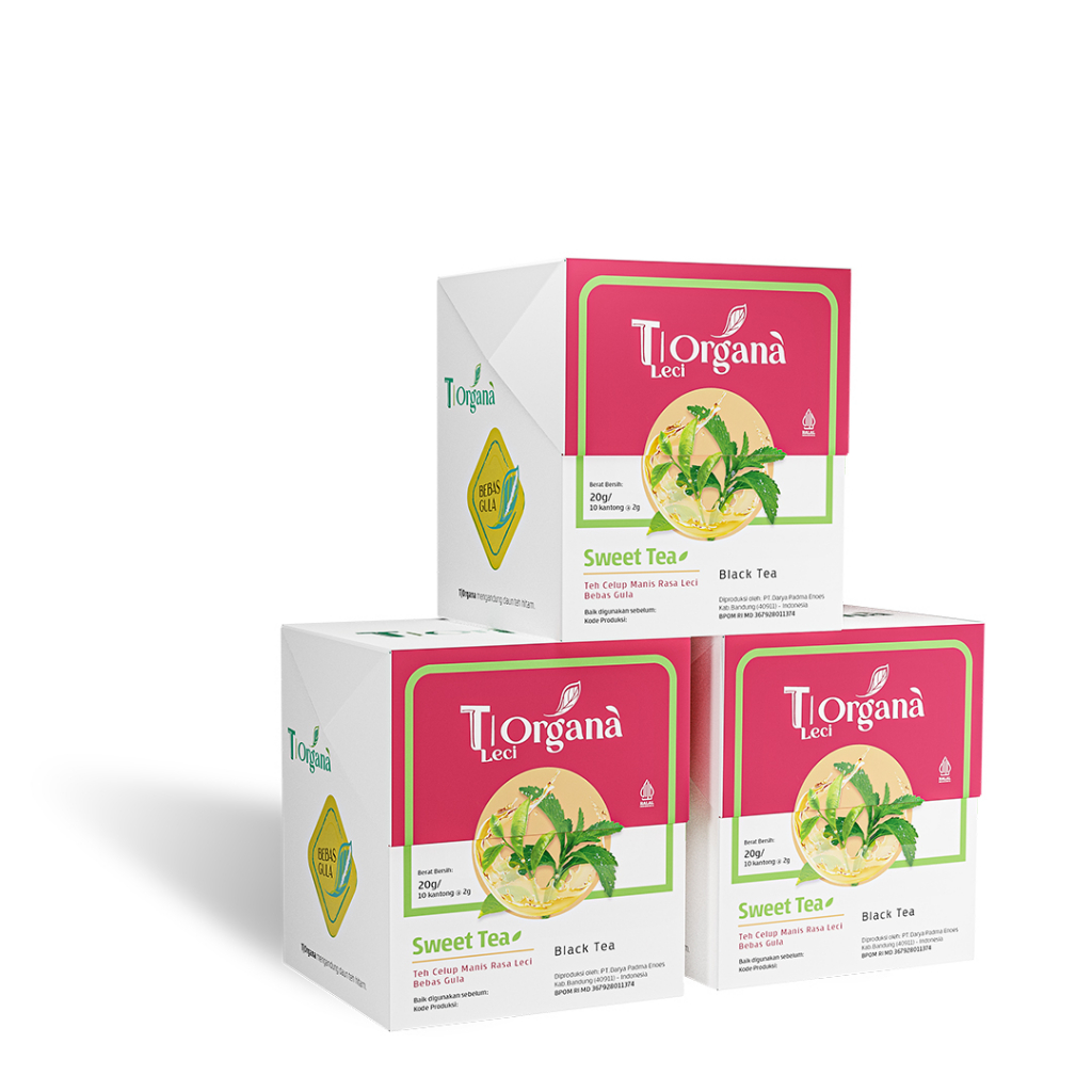 T|Organa Leci - Teh Stevia Teh Manis Tanpa Gula Bundle 3 Box Isi 10 Tbag Rasa Leci