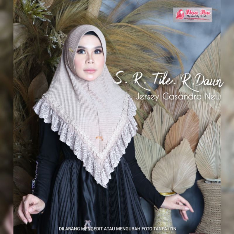 KHIMAR RENDA DAUN SENADA JERSEY CASANDRA ORI DOA IBU