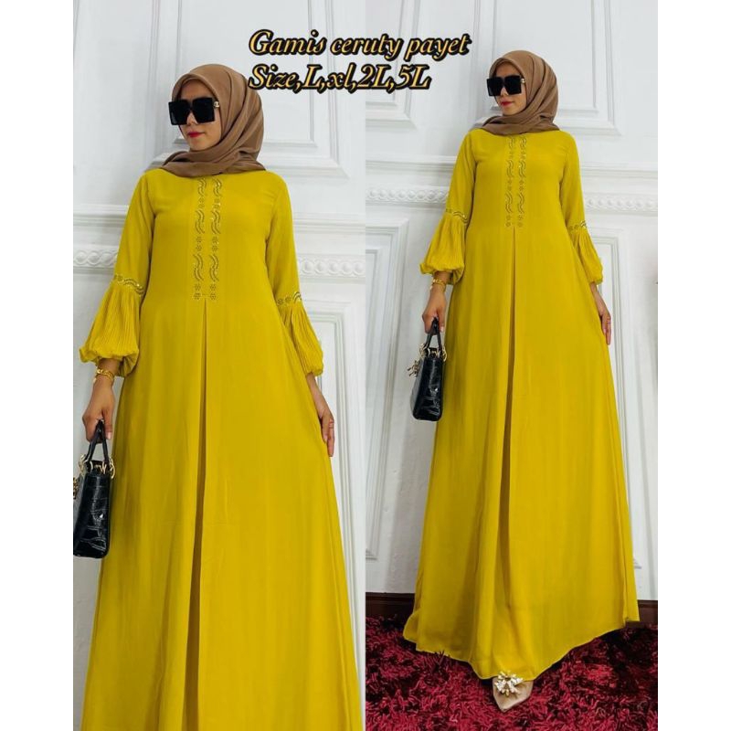 GAMIS TANGAN BALON FRISKET BY YULIA HD ORI