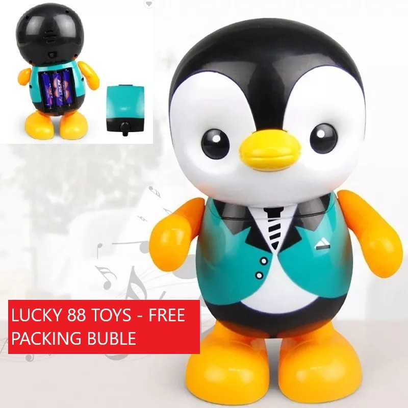 Mainan Anak Robot Dance Pinguin Swinging Penguin Lampu Musik