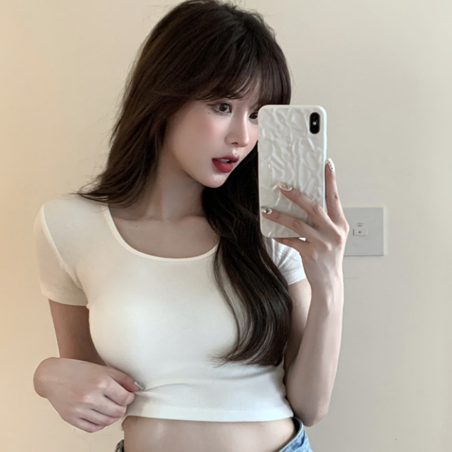 CHAVA | BJ1120 Baju Atasan Kaos korean Wanita Sexy Crop Top Crop Tee Lengan Pendek Wanita Kekinian Fashion