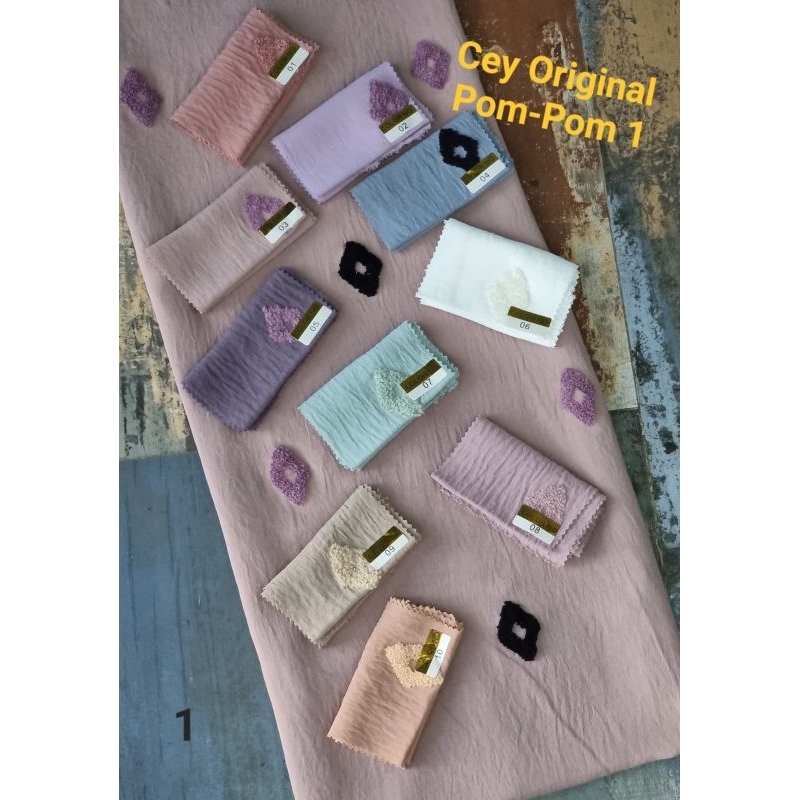 KAIN CRINKLE PUFF EMBROIDERY / CRINKLE POM-POM MOTIF WAJIK / BELAH KETUPAT