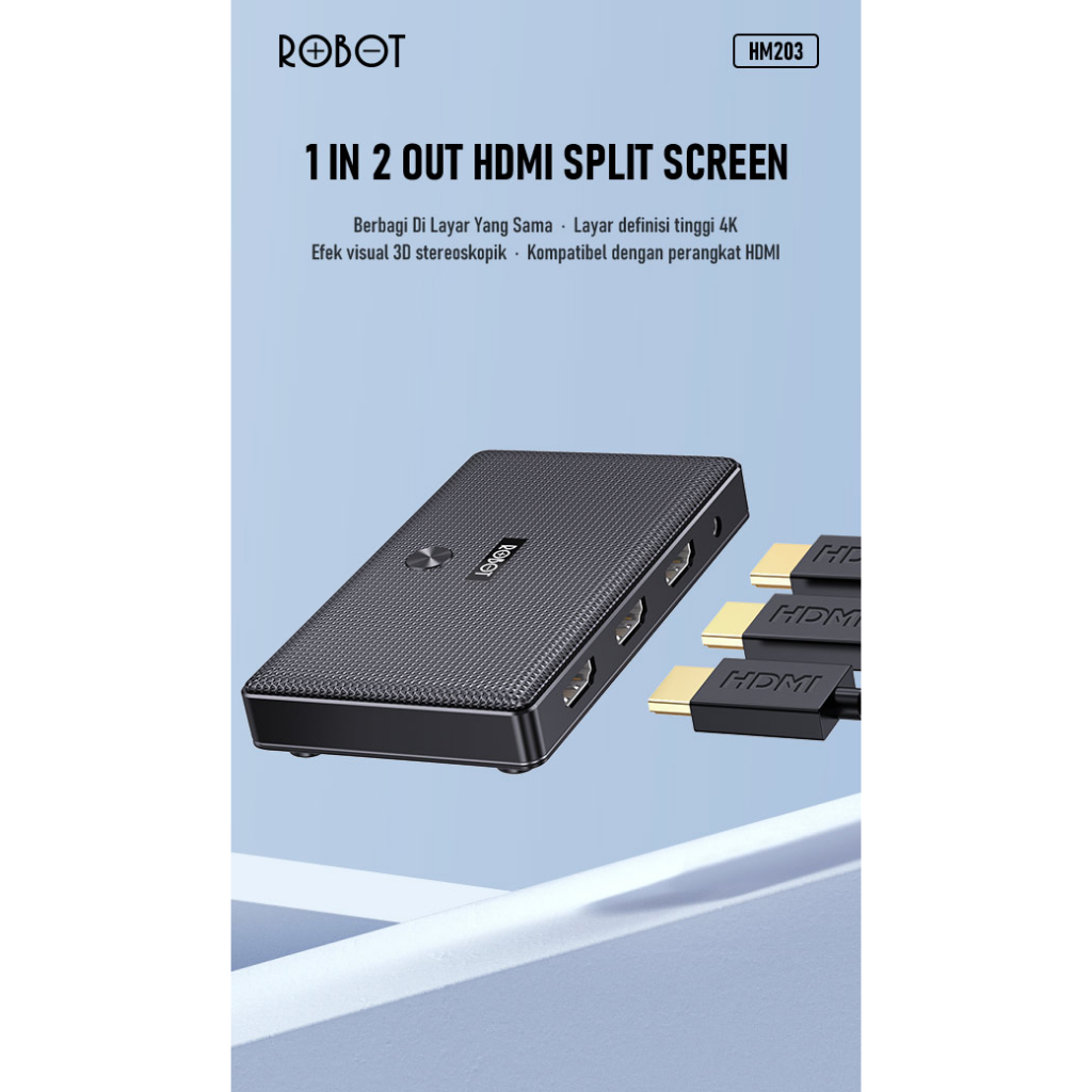 Robot HM203 HDMI Splitter 1 in 2 out Split Screen 4K