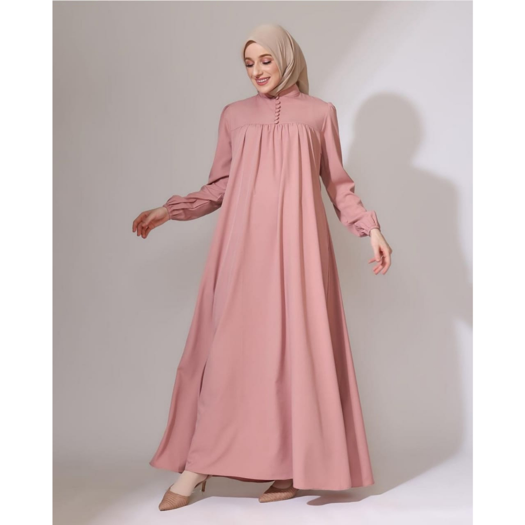 Azka Dress Polos Gamis Lengan Panjang Busui Wanita