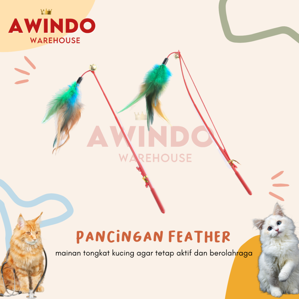 FEATHER - Mainan Pancingan Kucing Bulu Lonceng