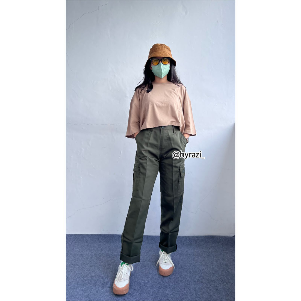 Celana Cargo, Celana Cargo Wanita, Long Pants Cargo Army byrazi_