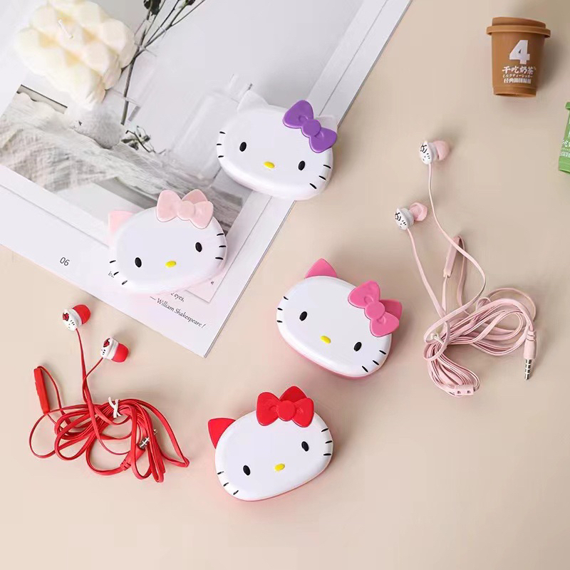 [ HKE 001 ]Set Headset Earphone karakter  Hellokitty +  Earphone Motif In Ear