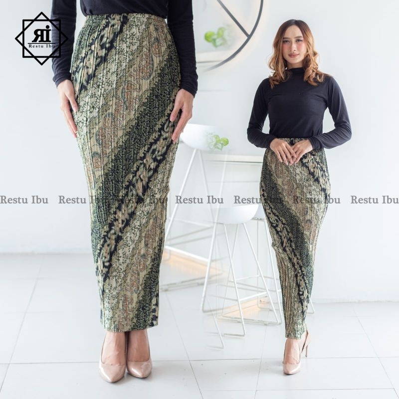 Couple Rok Dan Kemeja Batik Motif CM Sage