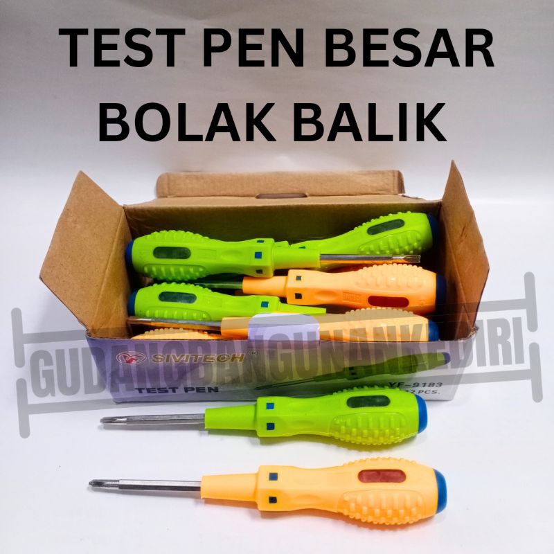 obeng tespen karet warna bolak balik +/- test pen besar sivitech