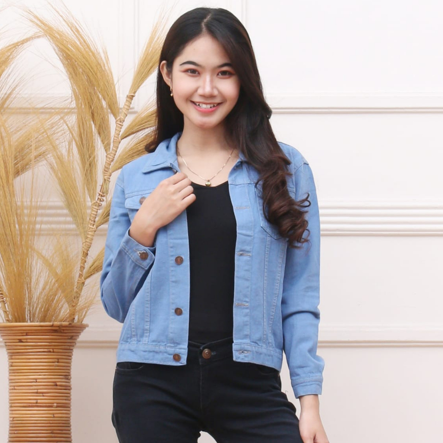 Jaket Wanita /Jaket Jeans Snow Black Cropty Murah Terlaris