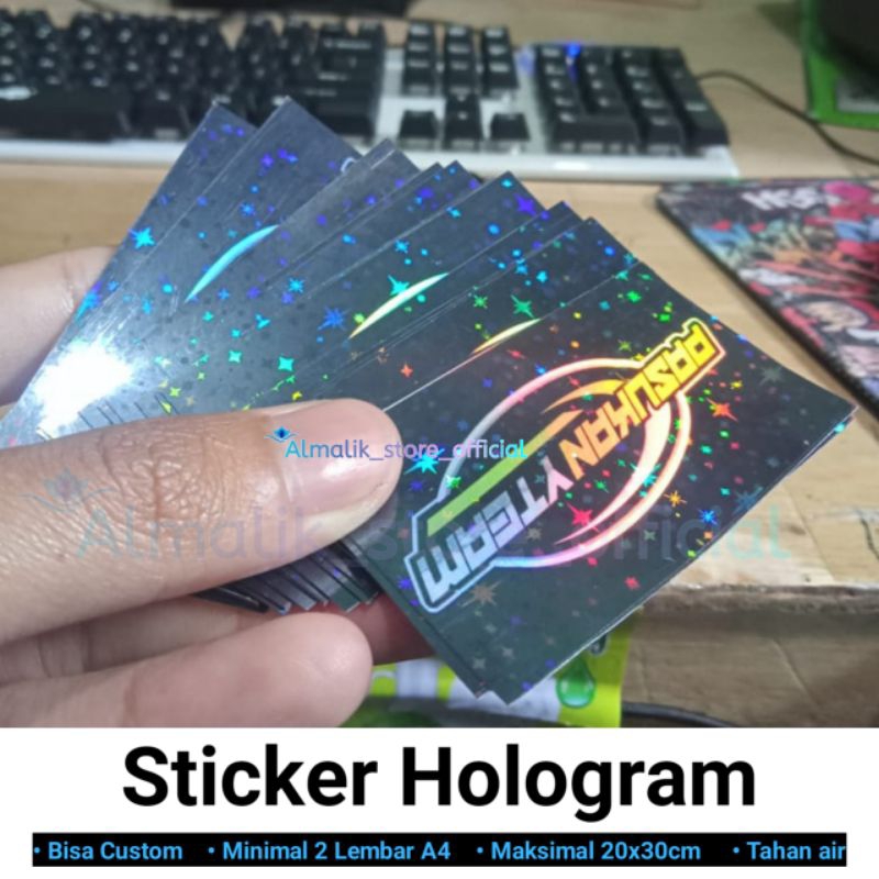 

Print Cetak Sticker hologram rainbow custom A4 plus laminasi
