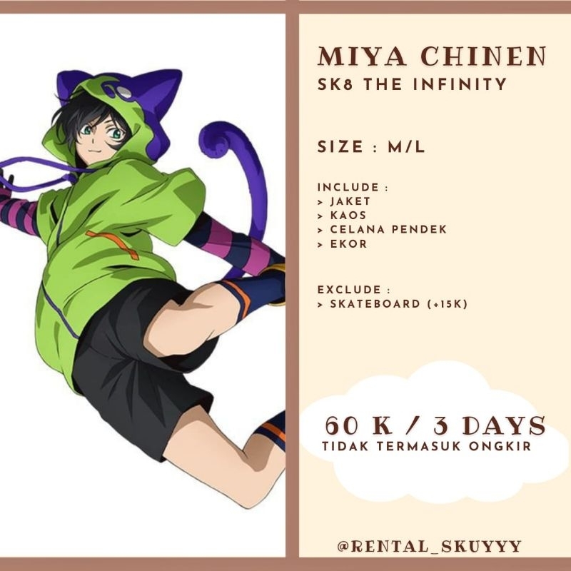 Rental Costume Miya Chinen Cosplay Anime Sk8 The Infinity