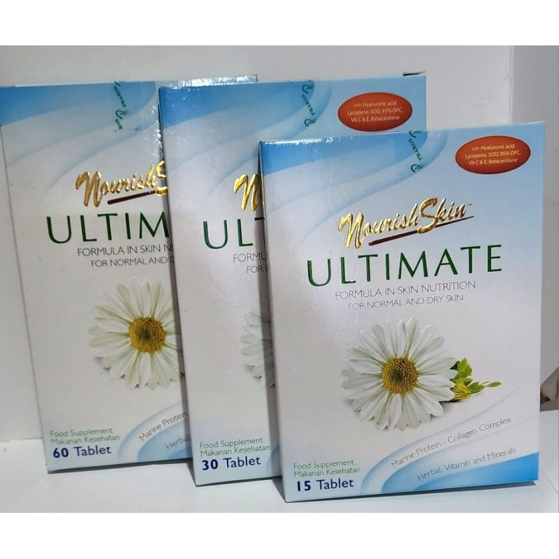 Nourish Skin Ultimate isi 15 /30 / 60 Tablet  100 % ori / No Kerutan / Kulit Kencang / Awet Muda / Suplemen kulit