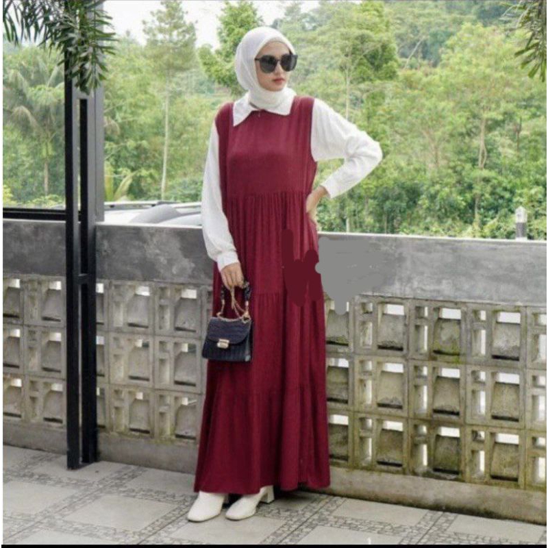 Inner Dress Susun // inner dress tanpa lengan XL XXL  // inner gamis // inner  // gamis maxi // bahan rayon