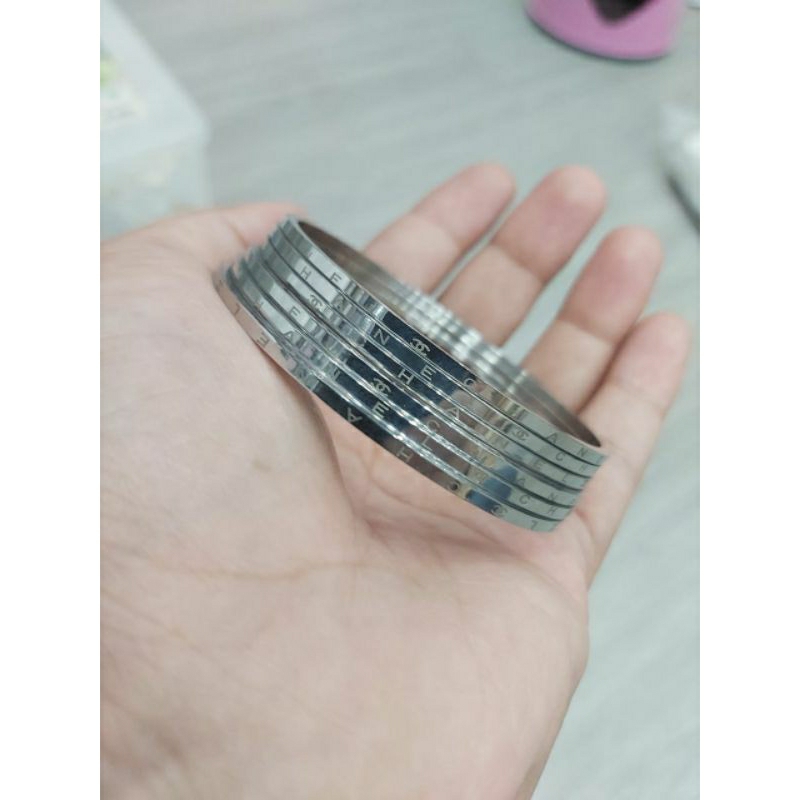 GELANG KRONCONG ISI 6//GELANG TITANIUM ASLI ANTI KARAT