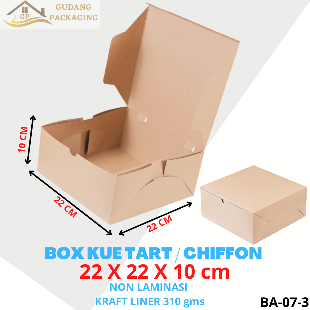 

BOX DUS KUE TART MAKANAN SIFON 22x22x10 cm / KARDUS BOX KUE CHIFFON FOOD GRADE