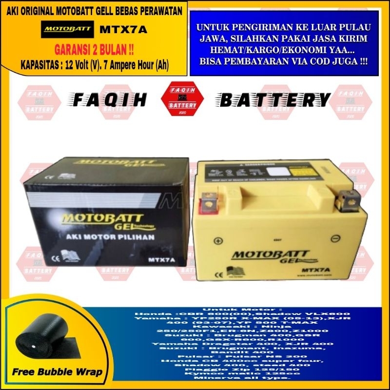 AKI MOTOR KAWASAKI VERSYS 250, KTM DUKE 250 MTX7A MOTOBATT GEL