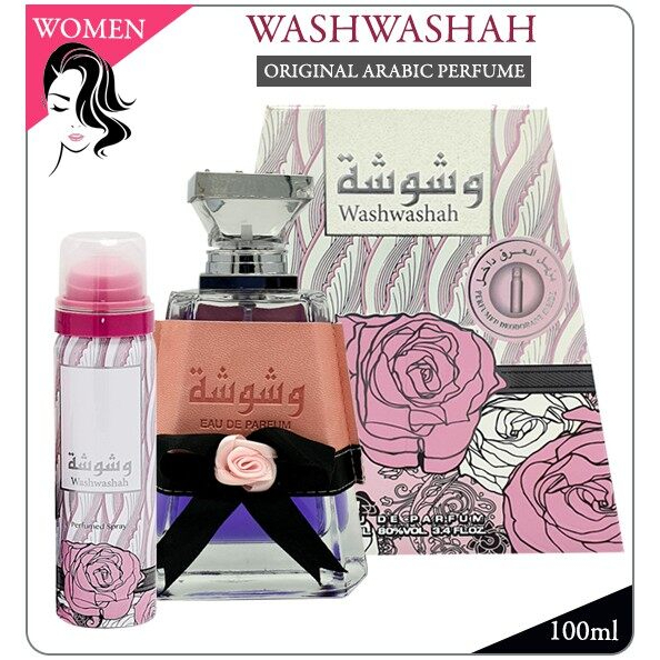 Lattafa Perfume WASHWASHAH 100ml EDP Gift Set - for Women Parfum with deo | Parfum Arab Original untuk Wanita