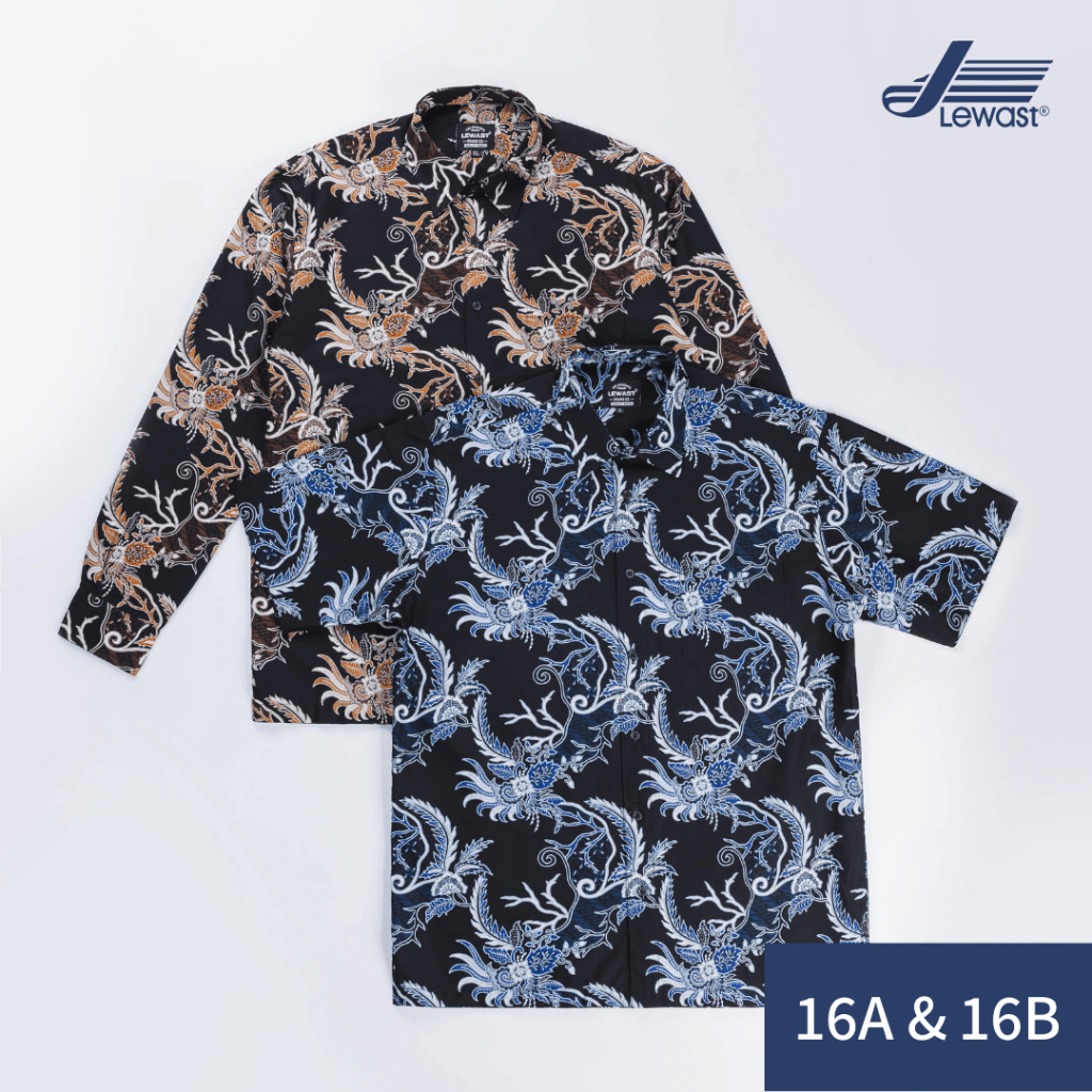 LEWAST Batik Modern Pria Kemeja Lengan Panjang & Pendek 16A 16B