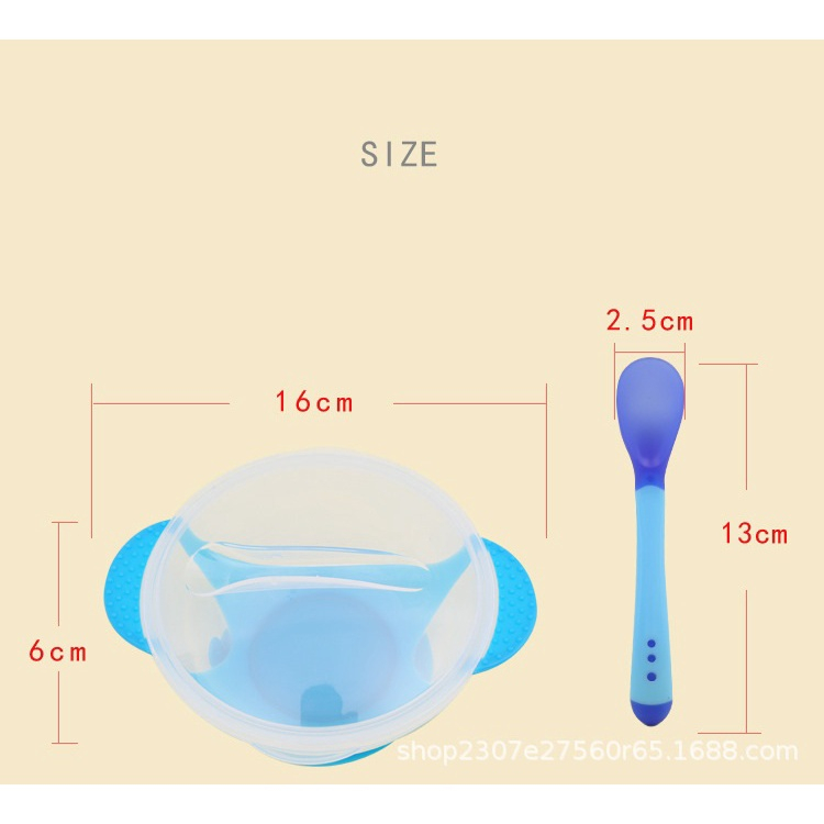 Mangkok sendok garpu bayi Sensor Panas Alat Makan Set MPASI Anti Tumpah Suction GM28