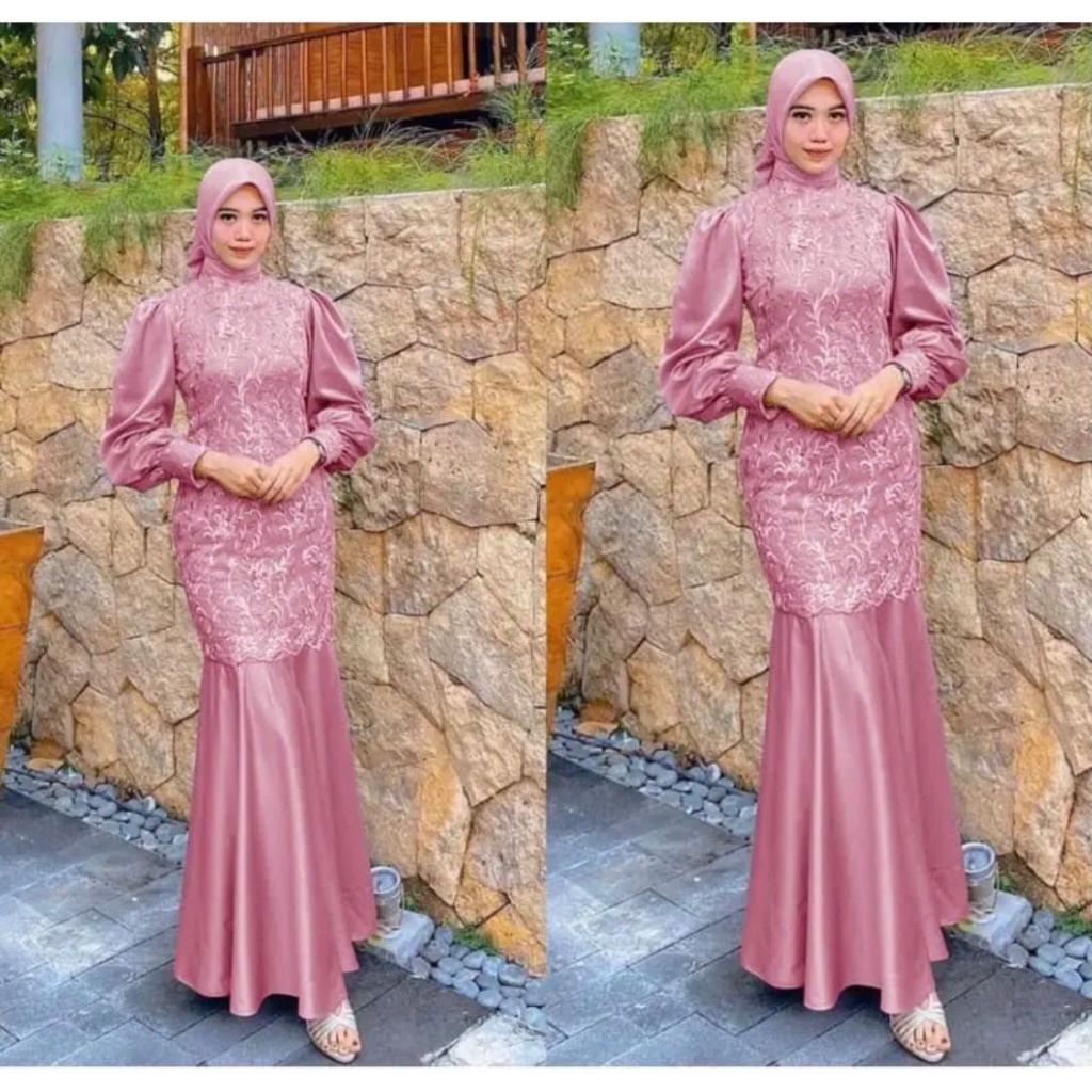 Nabila Dress BAHAN TILLE MUTIARA MIX ARMANY SILK M-XXL / DRESS PESTA MODEL DUYUNG / Gamis Kondangan BAJU DEWASA MURAH TERBARU 2023