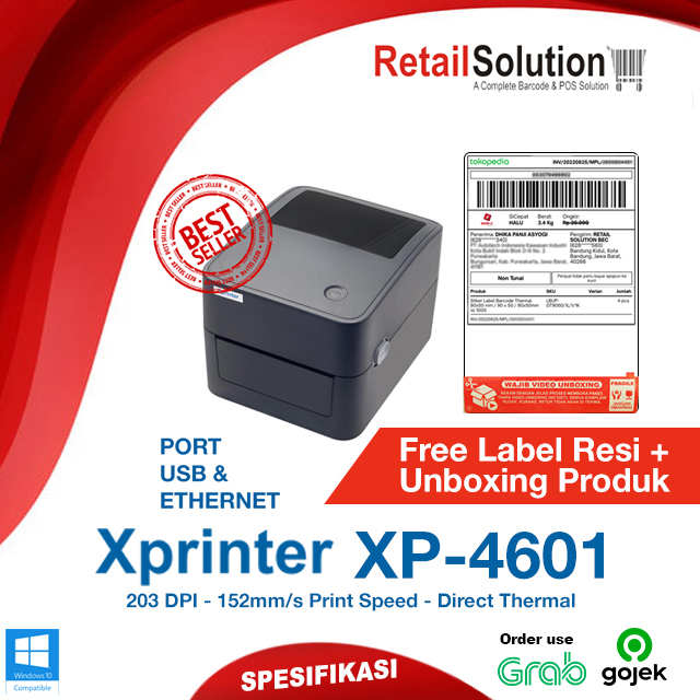 Printer Label Thermal  Xprinter XP4601 D / XP-D4601 / XPD4601 / XP 4601