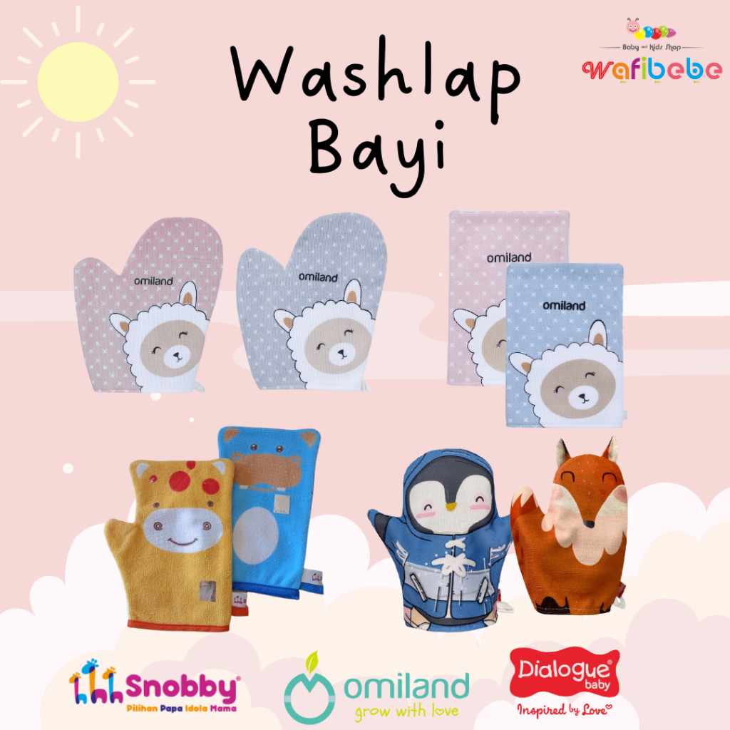 Snobby Dialogue Omiland Waslap Handuk Mandi Bayi Wash Mitt Baby Karakter Print